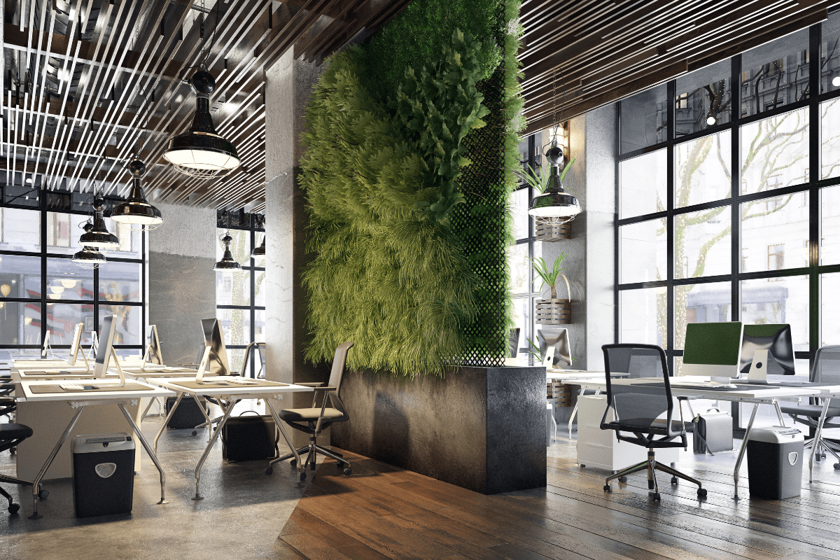 An example of Biophilic Design in a modern setting for an interior office fit out.