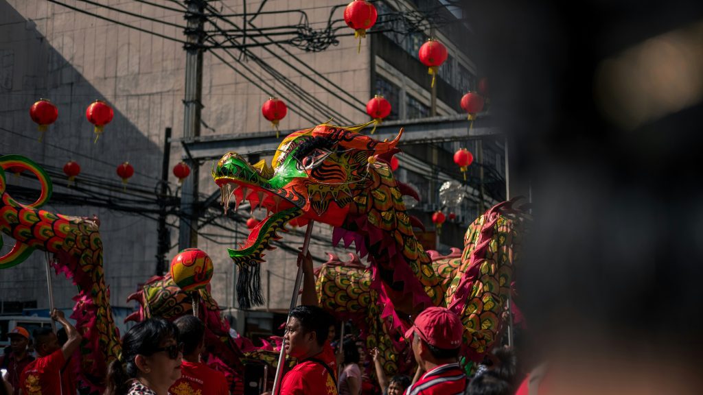 Dragon dancing during the Chinese New Year in Binondo