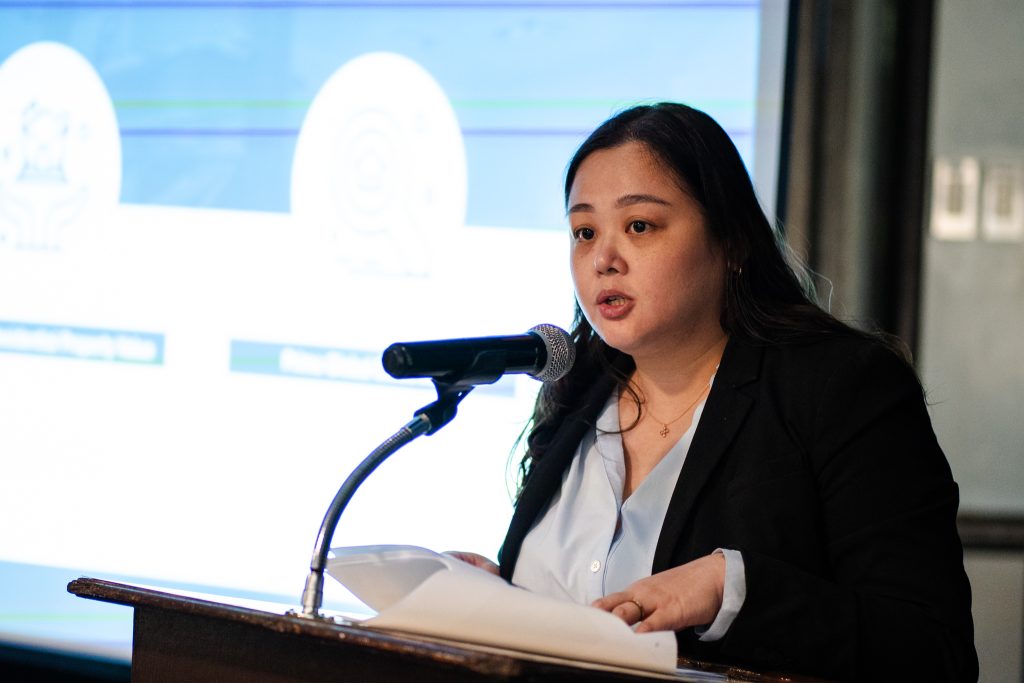 Lovelle Taleon, Director for Consultancy at Santos Knight Frank, speaking at the 2025 Real Estate Outlook event held at the Manila Elks Club.